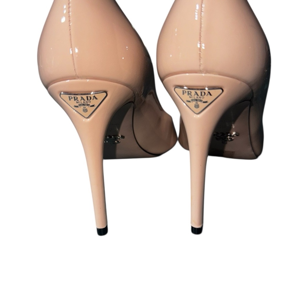 Prada Nude Patent Pointed-Toe Pumps - Picture 4 of 9